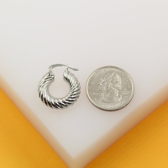 2/$30 18K Gold Filled Croissant Twist Hoops Earrings Gold Tone - Picture 2 of 4